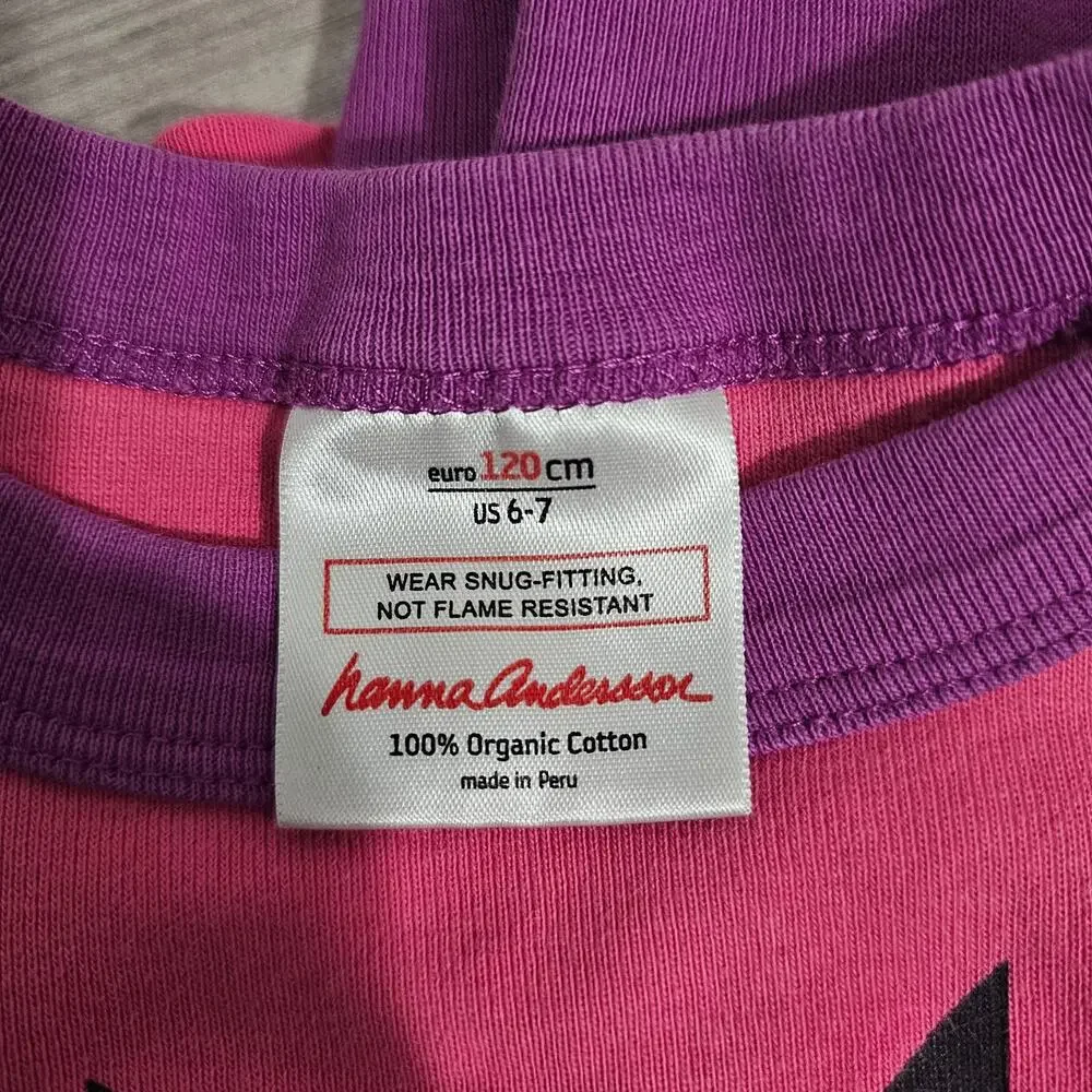 Hanna Andersson Pajama Set Pink Purple Black Cat Long Sleeve Halloween Girls 6-7